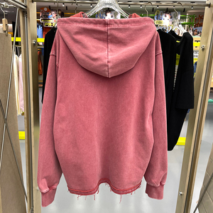 Felpa con Cappuccio Oversize Personalizzata <span class=keywords><strong>2026</strong></span> in 100% Cotone di Alta Qualità, Effetto Vintage Lavato, Ricamata con Motivo a Tinta Unita per Uomo - Product Image 2