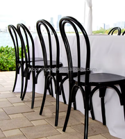 Chaise Thonet en résine noire à grain de bois de haute qualité pour hôtel, fête, événement, mariage