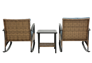 ชุดเก้าอี้โยกเหล็กสไตล์โมเดิร์น 3 ชิ้น เฟอร์นิเจอร์กลางแจ้ง กันน้ำ สีเทา - Product Image 2