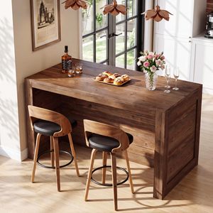 Isla de cocina SENYU de madera maciza rústica con estantes abiertos y almacenamiento para decoración del hogar y utensilios - Product Image 6