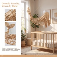 Décoration murale artisanale en rotin tressé en forme de baleine pour chambre d'enfant, style intérieur naturel fait main