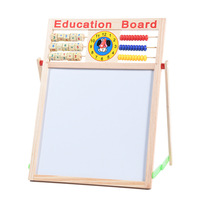 Venta al por mayor juguetes de madera multifuncionales niños tablero de dibujo de doble cara reloj rompecabezas matemáticas número cuentas juguete de aprendizaje