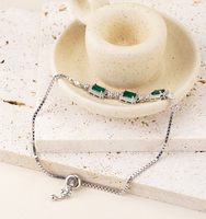 Unisex 925 argento Sterling smeraldo bracciale Tennis verde zircone diamante rodiato gioielli alla moda per fidanzato e fidanzata