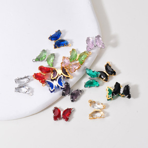 Amuleto de Mariposa de Cristal |   Colgante de Acero Inoxidable con Baño PVD de 18K y Circonitas Cúbicas de Colores para la Creación de Joyería, Collares y Pulseras - Product Image 4