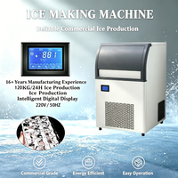 Machine à glaçons cubiques commerciale 120 kg/24 h, automatique, portable, avec distributeur de glace pour hôtel, café, bar, restaurant