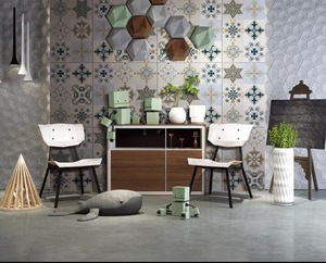 Azulejos de pared de suelo de porcelana con textura de piedra mate de 600x600 con patrón Vintage Floral antiguo antideslizante para baño moderno Retro - Product Image 6