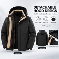 Veste d'hiver pour homme avec capuche amovible, taille plus L-5XL, résistante à l'eau, doublée de polaire, rembourrée, décontractée, coupe-vent pour l'extérieur