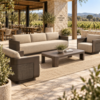 Canapé d'extérieur monoplace en aluminium avec revêtement imperméable pour projets de mobilier de salon de balcon résidentiel et multifamilial