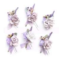 Broche de fleur artificielle faite à la main, boutonnière de mariage pour le marié, épingle de corsage pour banquet, fleur décorative pour revers de costume pour fête