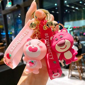 พวงกุญแจ3D รูปการ์ตูนหมีพร้อมสายรัดข้อมือสำหรับตกแต่งกุญแจรถพวงกุญแจกันหาย - Product Image 1