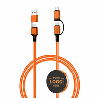 Cable de Carga Rápida de 60W con Logotipo LED Personalizado, 4 en 1, USB Tipo C, 8 Pines, para Todos los Teléfonos, Cable de Datos Trenzado