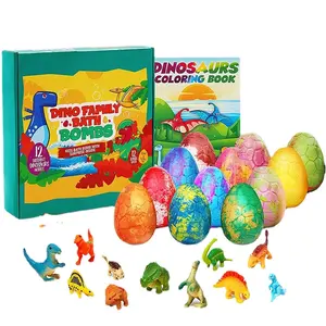 Conjunto de dinosaurios coloridos para niños, juguetes naturales orgánicos sorpresa en el interior de bombas de baño, 2022
