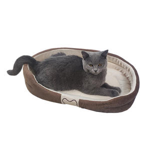 Ovale Vorm Kat <span class=keywords><strong>Bed</strong></span> Hot Sale Fabriek Opruiming 3 Maten Huisdier <span class=keywords><strong>Bed</strong></span> No-Slip Bodem Super Zachte Stof Voor Kleine Honden - Product Image 4