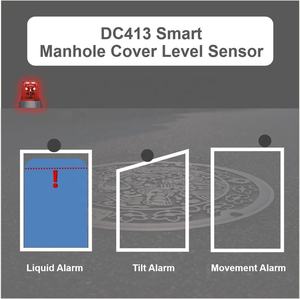 DC413 4G NB-<span class=keywords><strong>IoT</strong></span> LoRaWAN مستوى الموجات فوق الصوتية كاشف مفتوح فتحة التفتيش إنذار حركة حلول مراقبة فتحة التفتيش - Product Image 3