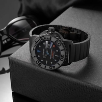 Reloj de acero con movimiento NH35 Vintage personalizado, resistente al agua, ventana de día, fecha negra completa, relojes mecánicos automáticos para hombre