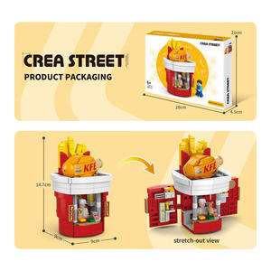 Apprendimento educativo blocchi <span class=keywords><strong>di</strong></span> plastica Art fai da te 402 pz Fast Food 3D assemblaggio Mini casa blocchi - Product Image 2