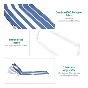 3 Position Adjustable Steel <strong>Tube</strong> Folding Reclining Sun Bed Aluminium Beach Lounge Beach Bed - Product Image 4
