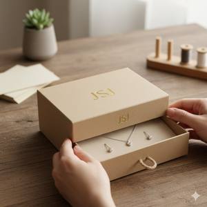 Boîte cadeau coulissante rigide en matériaux recyclés écologiques avec logo personnalisé, estampage à chaud en feuille d'or <span class=keywords><strong>pour</strong></span> l'emballage de bijoux et de montres haut de gamme - Product Image 1