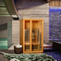 Sauna infrarouge à vapeur sèche en bois massif moderne pour intérieur avec panneau de commande informatique, capacité de 4 personnes