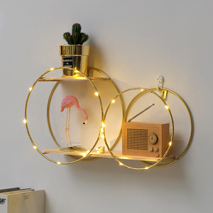 Wrought Iron Decorative Shelf Polygon Wall Mounted No <b>Drilling</b> Required Nordic Style Storage Rack Home Craft Decoration - Product Image 2