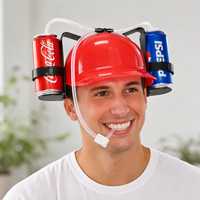 Casque créatif pour boisson avec paille, support double pour canettes de bière et de soda, chapeau mains libres pour boissons, idéal pour les événements sportifs, les jeux, les anniversaires et les fêtes