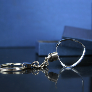 Usine pas cher en gros cristal verre coeur porte-clés personnalisé 3D LOGO gravé au laser avec porte-clés lumière LED colorée - Product Image 4