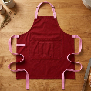 OEM Premium Classic Heavy Duty Reusable Canvas Red Bib <b>Apron</b> <b>With</b> Cooking Cotton And Adjustable Waist <b>Pocket</b> For Cooking <b>Apron</b> - Product Image 1