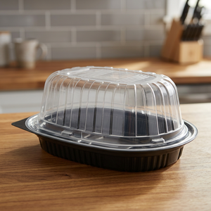 Conteneur alimentaire ovale en plastique avec couvercle transparent en PP pour le service et le stockage - Product Image 1