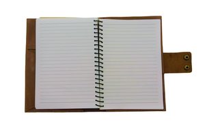 Genuine Leather Hard Cover Notebook with Stylish Tan Snap Closure <b>Pen</b> Holder Card Slots Spiral Refillable Journal Diary - Product Image 3