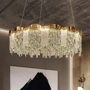 Lámpara de araña de cristal de lujo con luz francesa de D23, 6 pulgadas, moderna lámpara minimalista para sala de estar, comedor, borla, dormitorio, iluminación