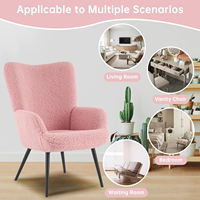 Fauteuil moderne en tissu polaire Teddy, confortable et rembourré, avec assise épaisse, fauteuil de détente individuel pour salon