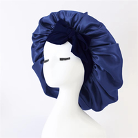 Bonnet de nuit en satin respirant et résistant au vent pour femme adulte, avec logo personnalisé, grand modèle pour cheveux longs et tressés, avec nœud.