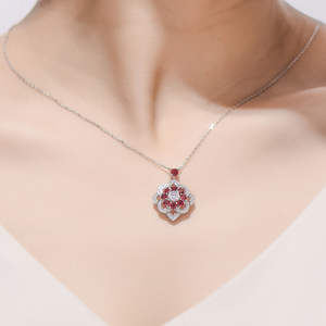 Collar con Colgante de Rubí Redondo de 1.2 Quilates, Joyería de Laboratorio con Cadena, Estilo Romántico para Fiestas, Personalizable - Product Image 2