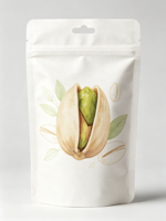 Herbruikbare staande witte kraftpapieren zak met gat voor pistachenoten, voedselverpakking en opslag van snacks voor gedroogd fruit