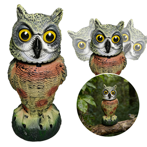 Aero Sentry Oscill Owl 27cm, fausse hibou réaliste avec tête rotative <span class=keywords><strong>à</strong></span> 360°, répulsif pour oiseaux, <span class=keywords><strong>d</strong></span>écoration de <span class=keywords><strong>jardin</strong></span>, de cour et de ferme, accessoire de chasse - Product Image 1