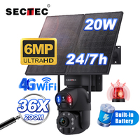 Caméra PTZ extérieure WiFi avec zoom 36x, batterie solaire 20W, double objectif, lampe laser infrarouge, étanche IP66, projecteur d'alarme