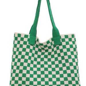 Borsa Tote da Donna BETTY LUORI, Moda Casual, Grande Capacità, Lavorata a Maglia, a Quadri, Chiusura Aperta, Fodera in Poliestere, Estate Autunno - Product Image 5