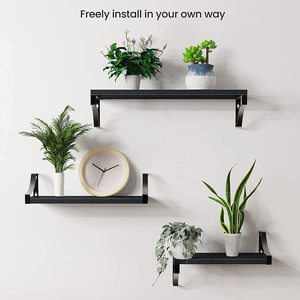 <span class=keywords><strong>Étagère</strong></span>s flottantes murales en <span class=keywords><strong>bois</strong></span> et <span class=keywords><strong>métal</strong></span>, à un seul niveau, multifonctionnelles, pour salle de bain, rangement mural, salon, <span class=keywords><strong>garage</strong></span>, armoire, épices et sacs - Product Image 5