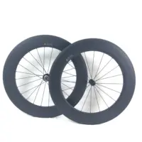 Jeu de roues de triathlon en carbone 700c sans chambre à air, 88mm, pneu de 25mm, R36, rayons de traction droits