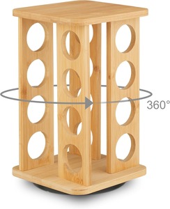 Multiple Compartments Standing Type Bamboo Rotating Spice Rack Rotatable Design Kitchen Organization Space Saving - Product Image 2