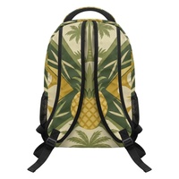 Sac à dos en polyester à imprimé hibiscus et ananas hawaïen, personnalisable, avec bretelles réglables pour le voyage