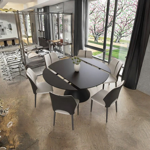 طاولة دائرية جديدة لعام <span class=keywords><strong>2025</strong></span> بتصميم عصري بسيط وفاخر للاستخدام المنزلي، قابلة للدوران والتمدد - Product Image 2