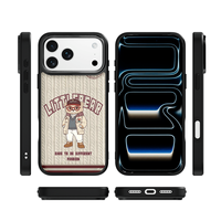 Coque de téléphone AG Feeling Black Edge avec motif ours en laine dorée pour iPhone 17, 17 Pro Max, 16 Pro, 15 – Coque magnétique