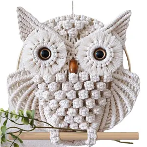 Fait à la main hibou coton décoratif macramé tenture murale décor à la maison Art et artisanat pour la maison, le jardin et l'événement Design unique tissé à la main