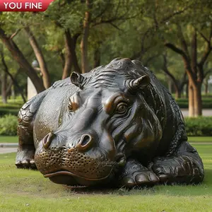 Customized Animal Protection Association Brass Bronze Hippo Sculpture Statue