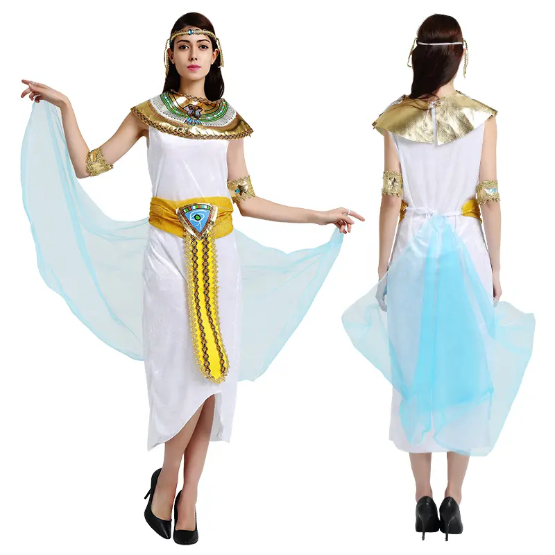 Carnaval Party Halloween Cosplay Oude Egypte Volwassen Vrouwen Farao Cleopatra Koningin Egyptische Prinses Jurk Kostuum