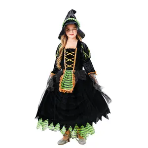 Красавица ведьма косплей юбка с перьями костюм юбка пузырь Хэллоуин ребенок с аксессуарами