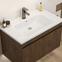 Ensemble de meubles de salle de bain en aluminium, résistant à la rouille, imperméable, avec lavabo en céramique, miroir LED, armoire murale de rangement pour appartement