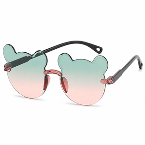 Kids <b>Bear</b> Sunglasses <b>Cute</b> Cartoon Rimless Trendy Resin Lens TR Frame Children Sun Glasses - Product Image 1