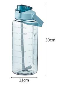 Bouteille d'eau de sport grande capacité WHY86 en plastique, étanche, portable, avec couvercle et paille, graduée, 2L – Vente en gros - Product Image 3
